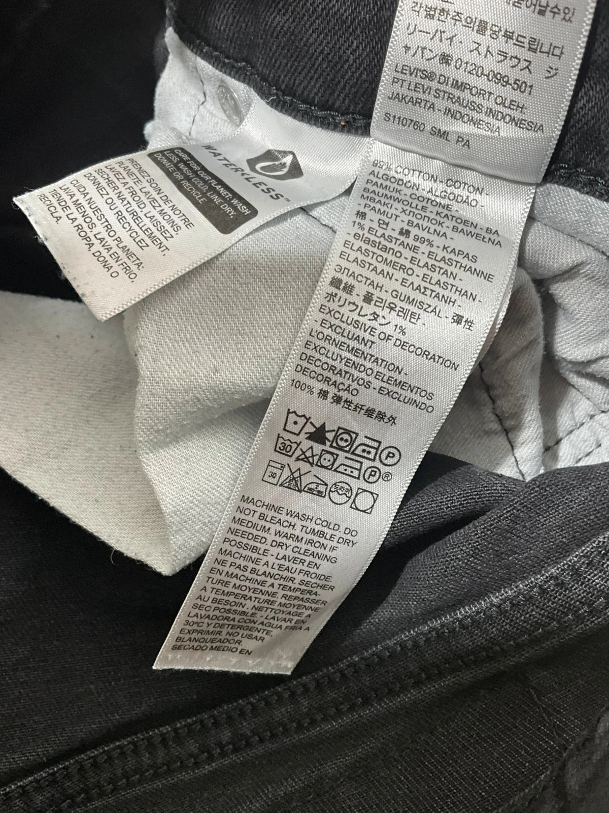 Jean Levi's 511 Slim W34 L32 Denim Noir Délavé 99% coton Style Casual – photo 11